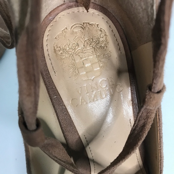 Vince Camuto Brown Suede Lace up Ankle Tie Heels Womens 8 - Picture 8 of 9
